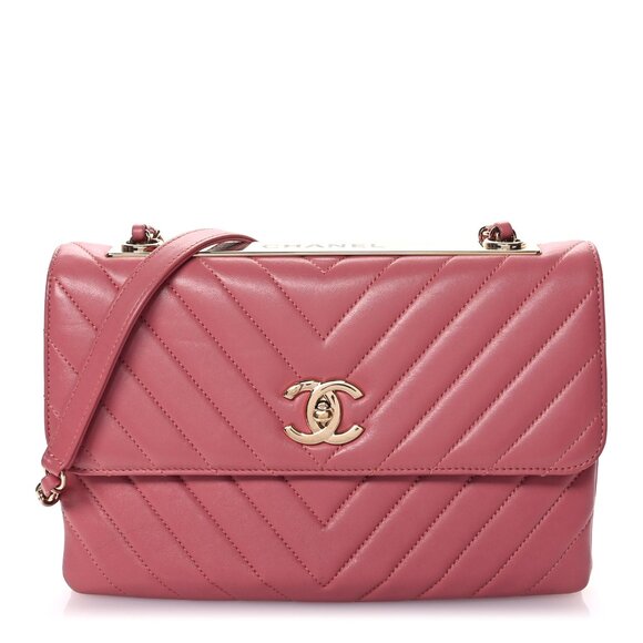 Chanel Lambskin Chevron Quilted Medium Trendy CC Flap Top Handel Shoulder Bag - Picture 1 of 13